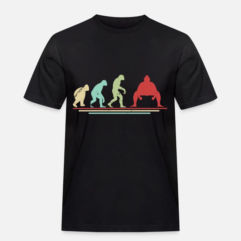 Sumo-Evolution - Männer Workwear T-Shirt - Schwarz
