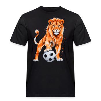 Lion Football Colorful Holland Netherlands Design Print - Men's Workwear T-Shirt - black - Front - AI Model Male 178 light (178cm)