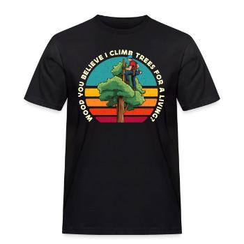 Arbre Bois Tu crois que je grimpe aux arbres Bûcheron - T-shirt Workwear homme - noir - Devant - AI Model Male 178 light (178cm)