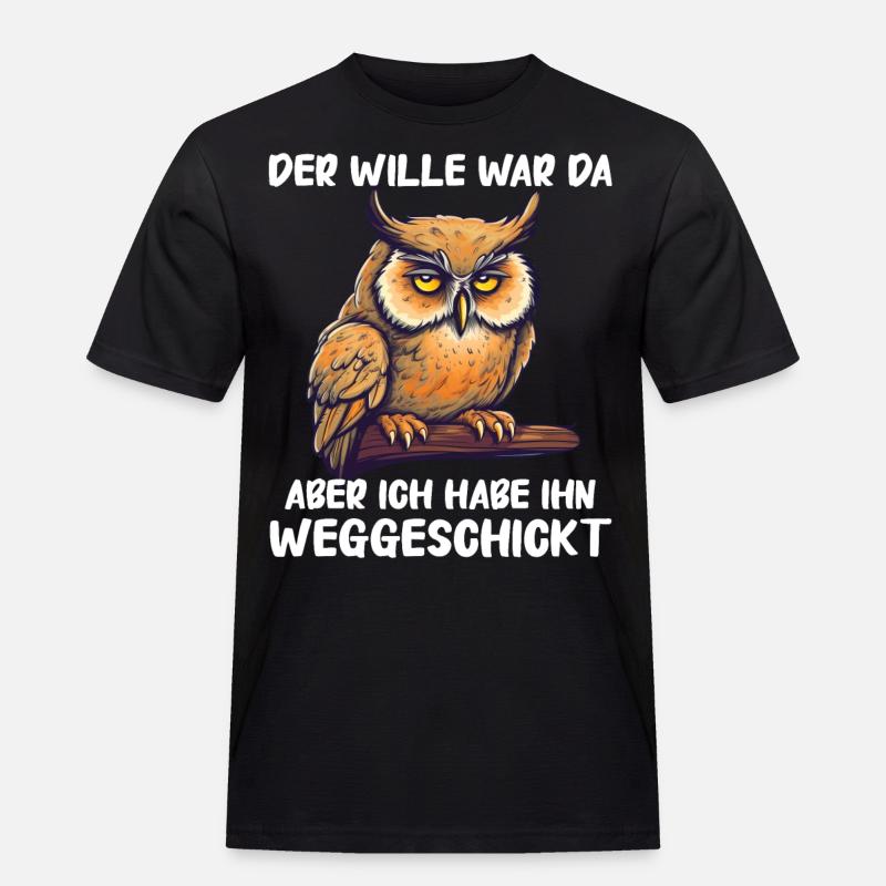 Nachteule Eule Eulen Vogel - Männer Workwear T-Shirt - Schwarz