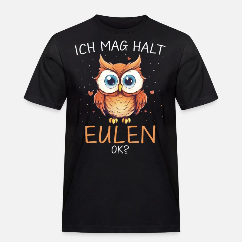 Nachteule Eule Eulen Vogel - Männer Workwear T-Shirt - Schwarz