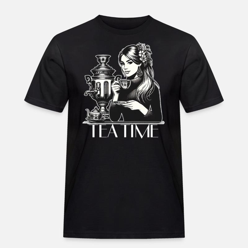 Samowar Teezeit Frau Geschenk - Männer Workwear T-Shirt - Schwarz