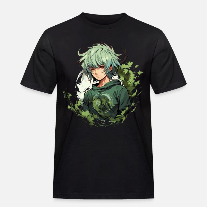 Manga Boy Design - Männer Workwear T-Shirt - Schwarz