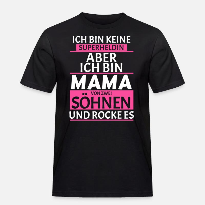 Mama von zwei Söhnen - Männer Workwear T-Shirt - Schwarz