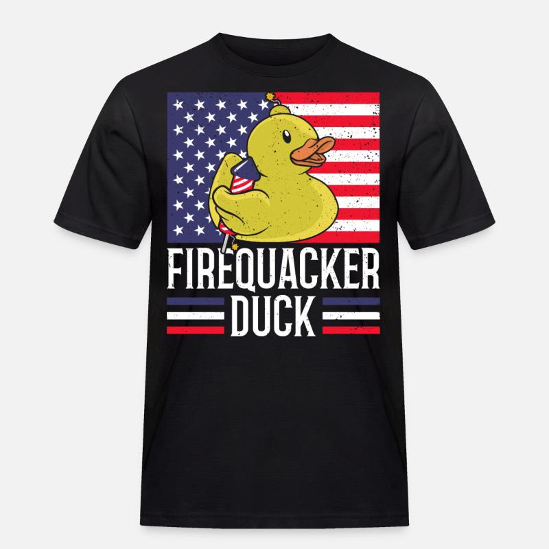 Firequacker Duck 4. Juli Firecracker - Männer Workwear T-Shirt - Schwarz