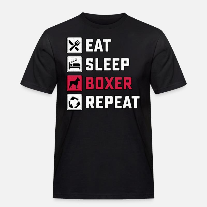 Eat Sleep Boxer Repeat - Männer Workwear T-Shirt - Schwarz
