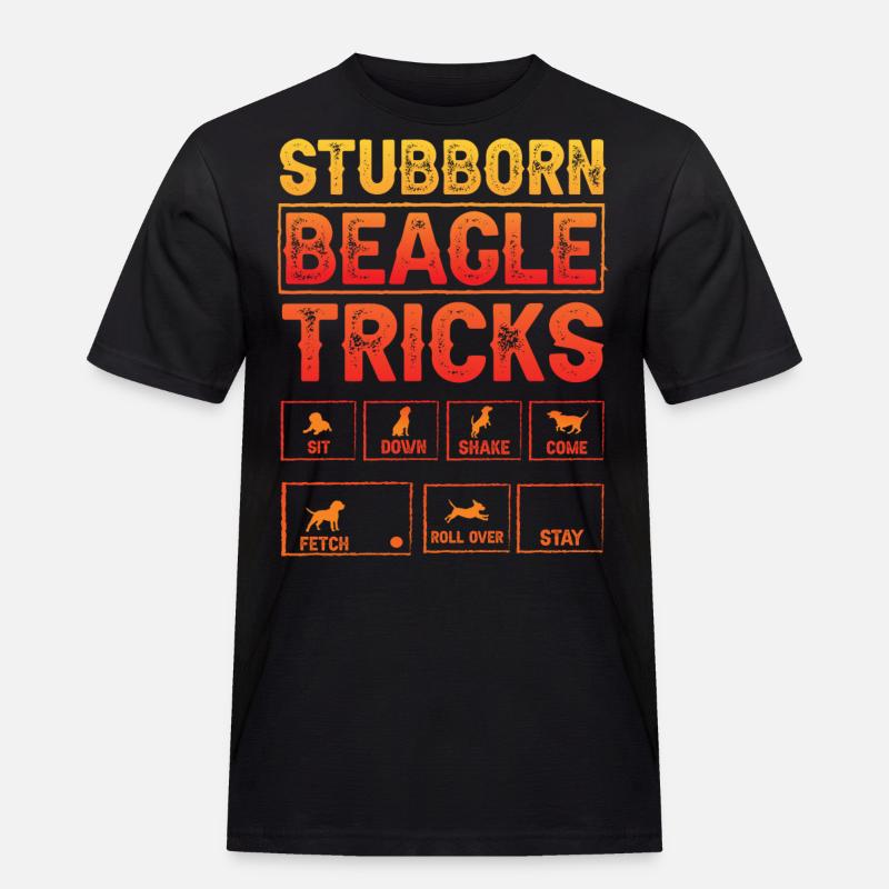 Stubborn Beagle Tricks - Männer Workwear T-Shirt - Schwarz