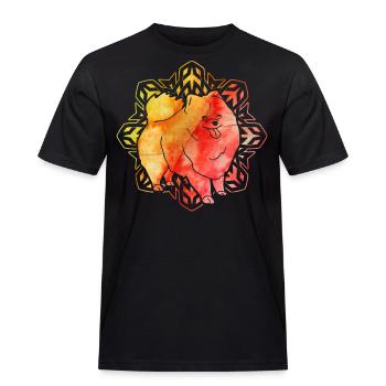 Pomeranian Zwergspitz - Männer Workwear T-Shirt - Schwarz - Vorne - AI Model Male 178 light (178cm)