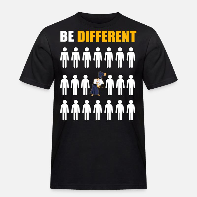 Sei anders Aikido - Männer Workwear T-Shirt - Schwarz