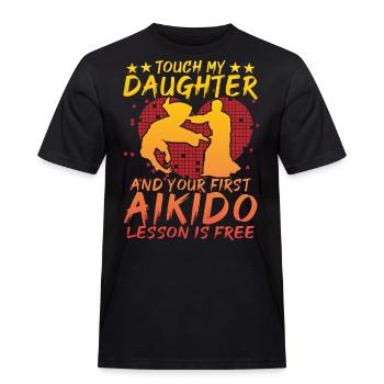 Touch my Daughter und deine erste Aikido-Stunde - Männer Workwear T-Shirt - Schwarz - Vorne - AI Model Male 178 light (178cm)