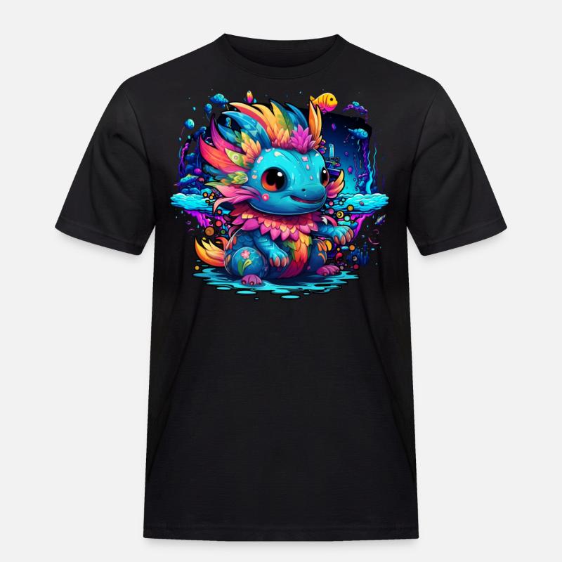 Axolotl - Männer Workwear T-Shirt - Schwarz