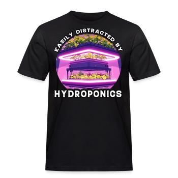 Easily distracted by Hydroponics - Men's Workwear T-Shirt - black - Front - AI Model Male 178 light (178cm)