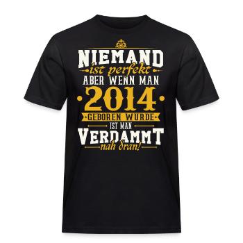 2014 Jahrgang Retro Geburtstags Geschenk - Männer Workwear T-Shirt - Schwarz - Vorne - AI Model Male 178 light (178cm)