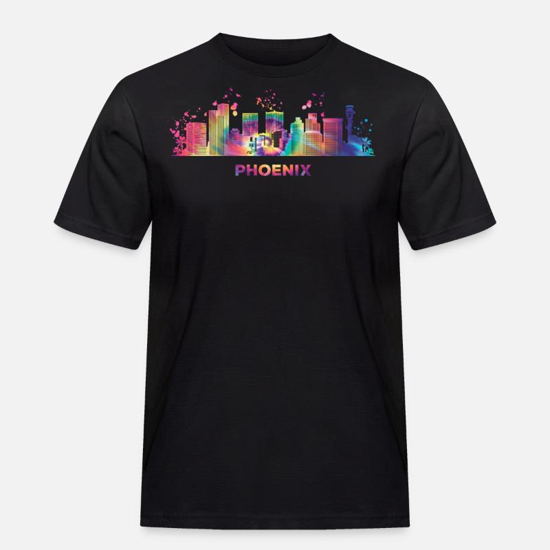 Phoenicians Skyline Phoenix - Männer Workwear T-Shirt - Schwarz