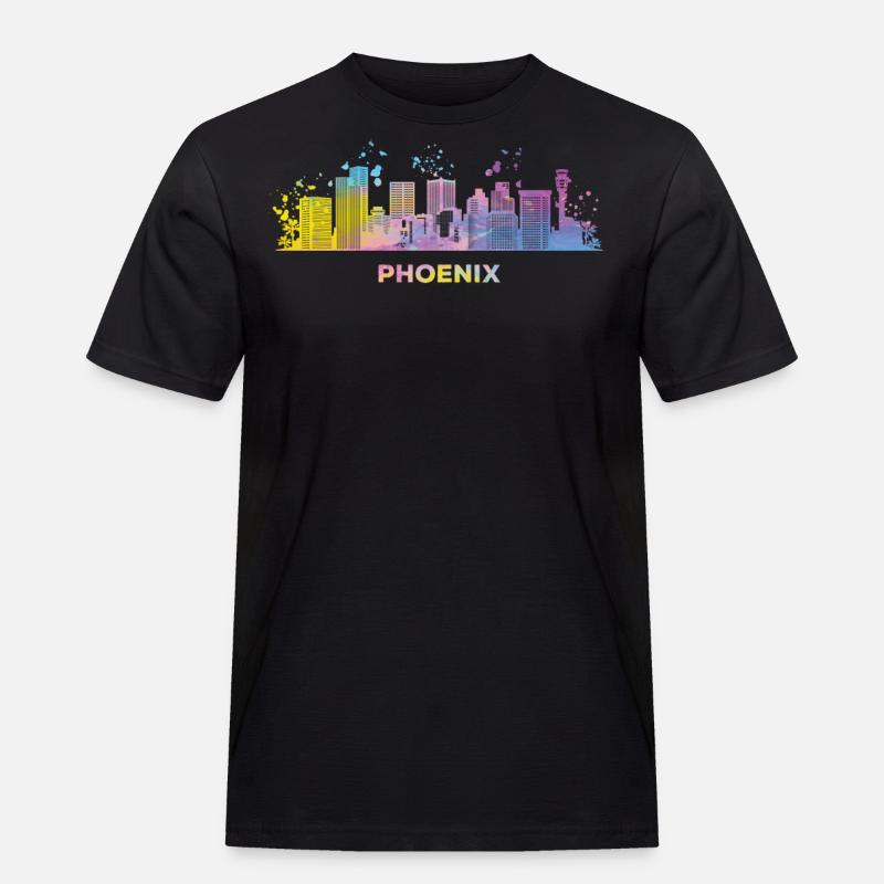 Phoenicians Skyline Phoenix - Männer Workwear T-Shirt - Schwarz