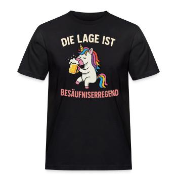 Einhorn mit Bier - Männer Workwear T-Shirt - Schwarz - Vorne - AI Model Male 178 light (178cm)