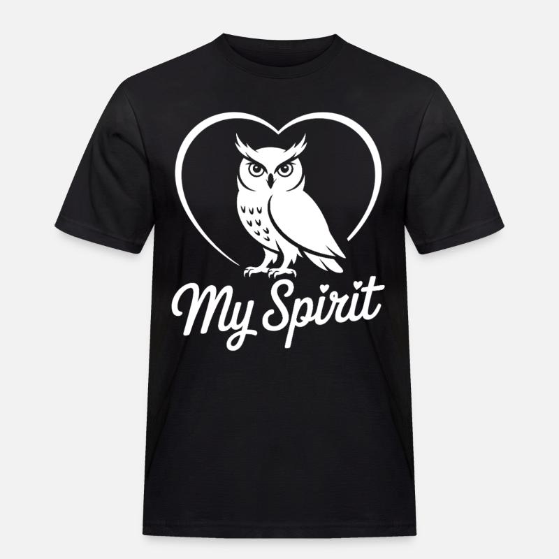 Eule mit Herz - Männer Workwear T-Shirt - Schwarz