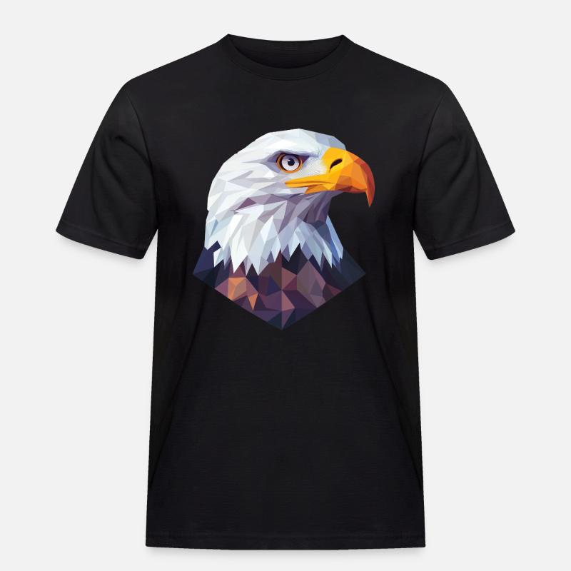 Conception du logo Low Poly de la tête d’aigle - T-shirt Workwear homme - noir