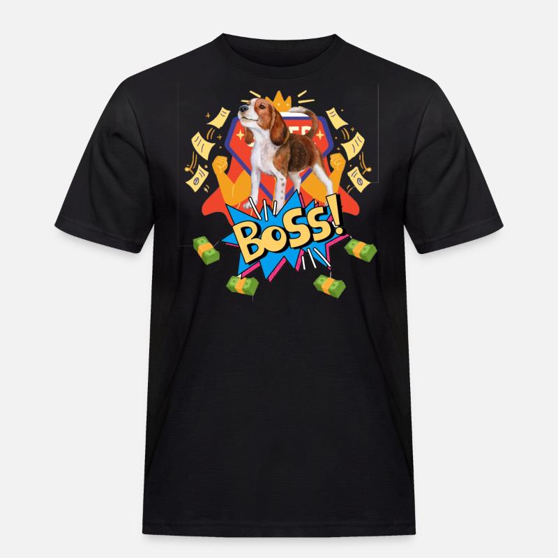 Beagle Boss - Männer Workwear T-Shirt - Schwarz