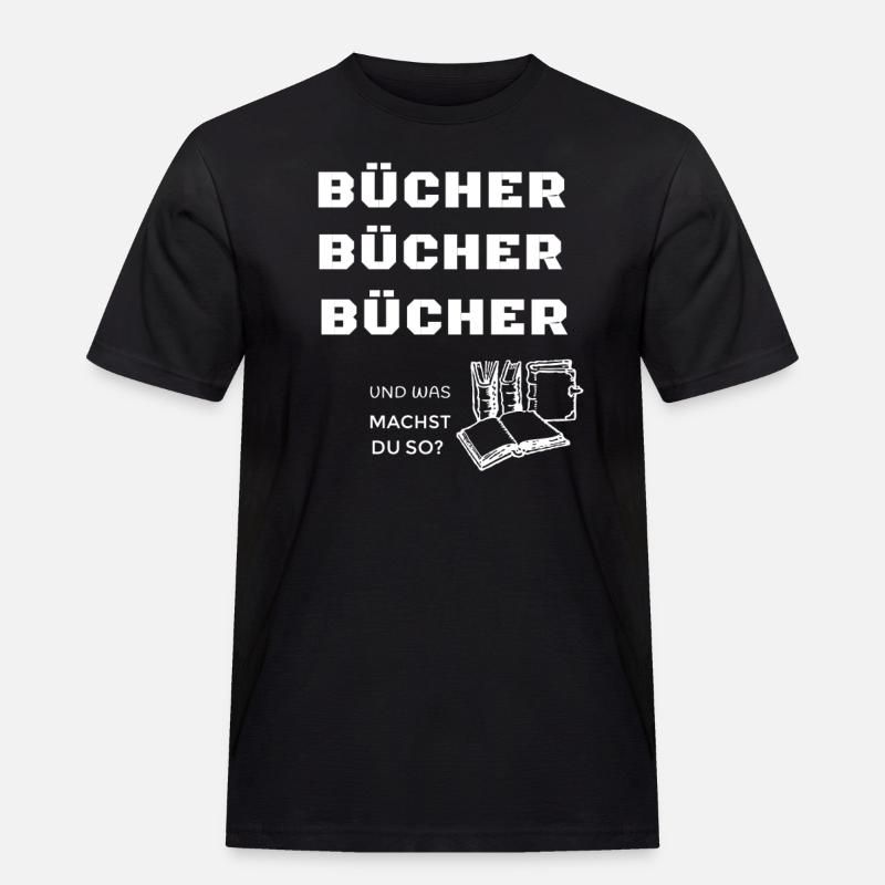 BÜCHER ,BÜCHER, - Männer Workwear T-Shirt - Schwarz