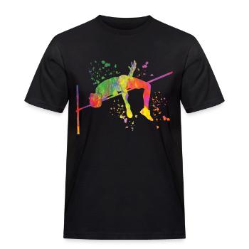 Hochspringer Wasserfarben Hochsprung - Männer Workwear T-Shirt - Schwarz - Vorne - AI Model Male 178 light (178cm)
