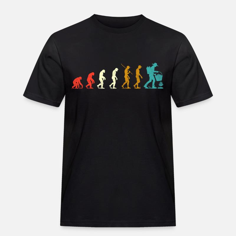 Evolution der Morcheln - Männer Workwear T-Shirt - Schwarz