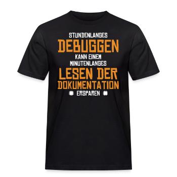 Stundenlanges Debuggen Softwareingenieur Coder - Männer Workwear T-Shirt - Schwarz - Vorne - AI Model Male 178 light (178cm)