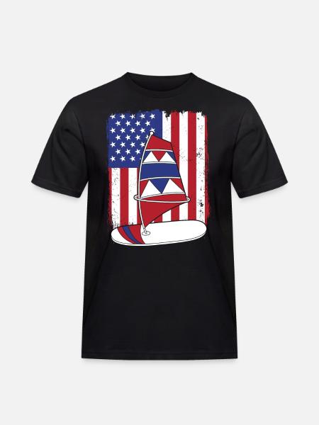 Windsurfing American Flag Wellenreiter Surfer - Men's Workwear T-Shirt - black