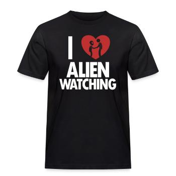 I love Alien Watching Ufo Conspiracy - Männer Workwear T-Shirt - Schwarz - Vorne - AI Model Male 178 light (178cm)