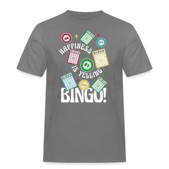 Happiness Is Yelling Bingo Caller Daubers - Men's Workwear T-Shirt - grey - Front - AI Model Male 185 dark (185cm)