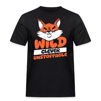 Wild Clever Inarrêtable Renard roux Canidae Caninae - T-shirt Workwear homme - noir - Devant - AI Model Male 178 light (178cm)