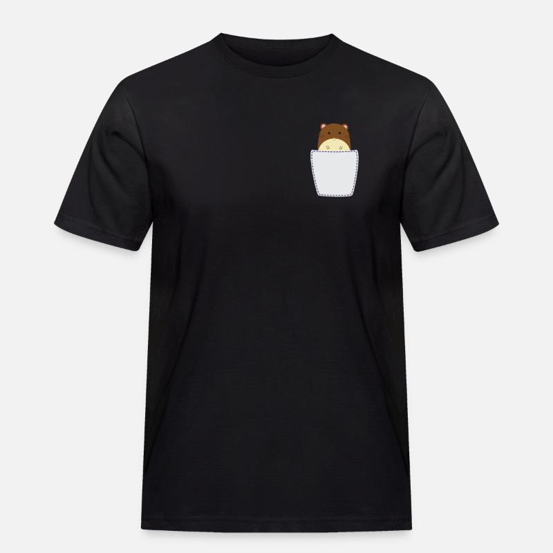 Hamster in Brusttasche - Männer Workwear T-Shirt - Schwarz