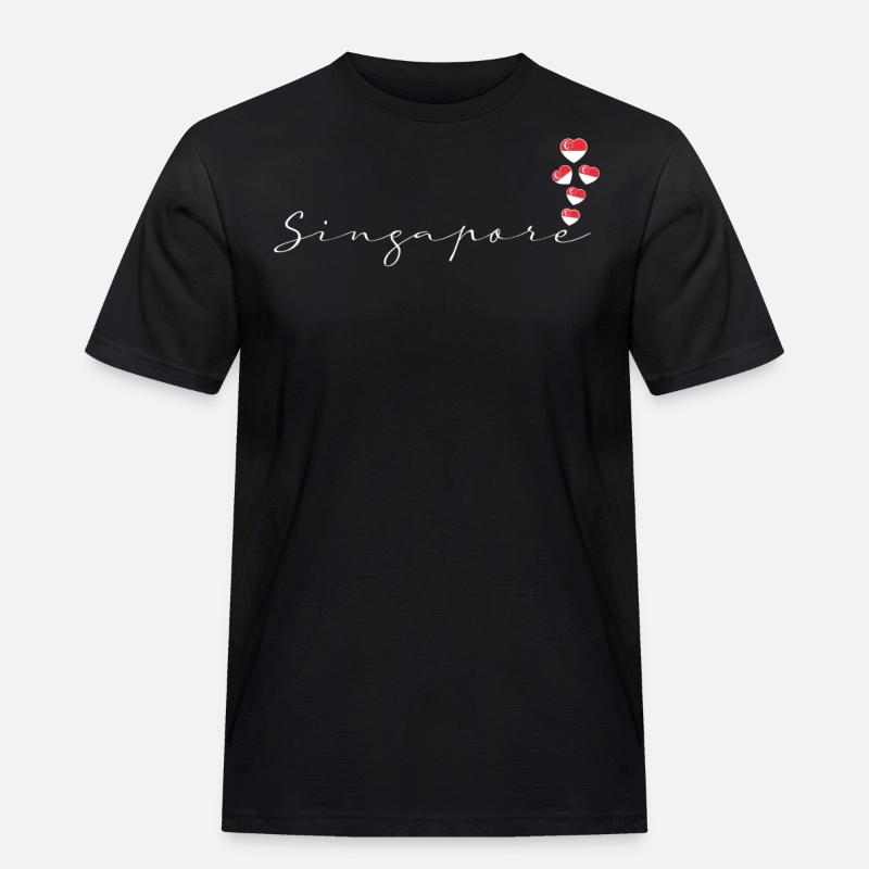Singapur - Männer Workwear T-Shirt - Schwarz