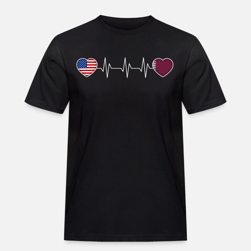 Katar - Männer Workwear T-Shirt - Schwarz
