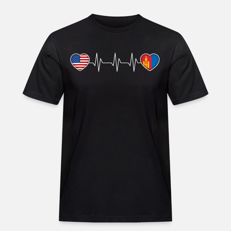 Mongolei - Männer Workwear T-Shirt - Schwarz