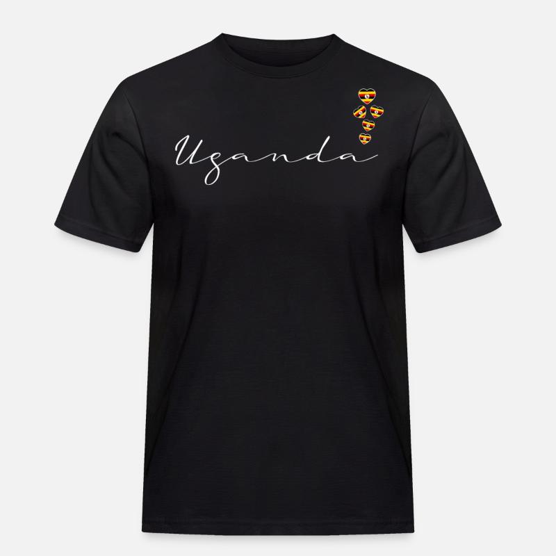 Uganda - Männer Workwear T-Shirt - Schwarz