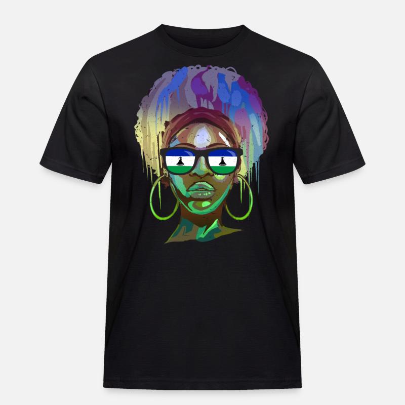 Lesotho - Männer Workwear T-Shirt - Schwarz