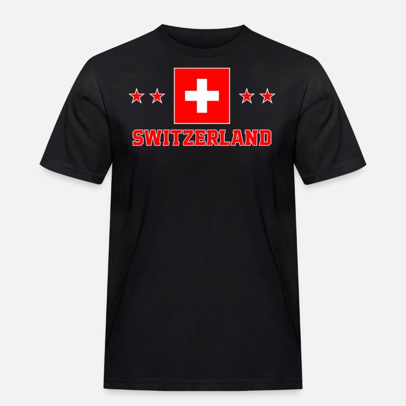 Schweiz - Männer Workwear T-Shirt - Schwarz