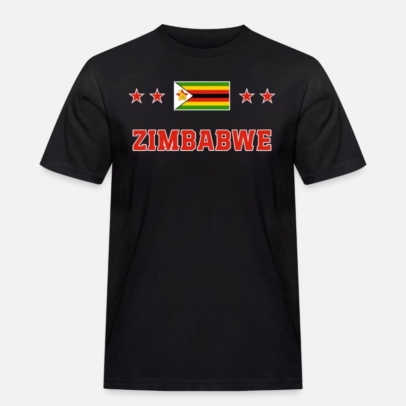 Simbabwe - Männer Workwear T-Shirt - Schwarz