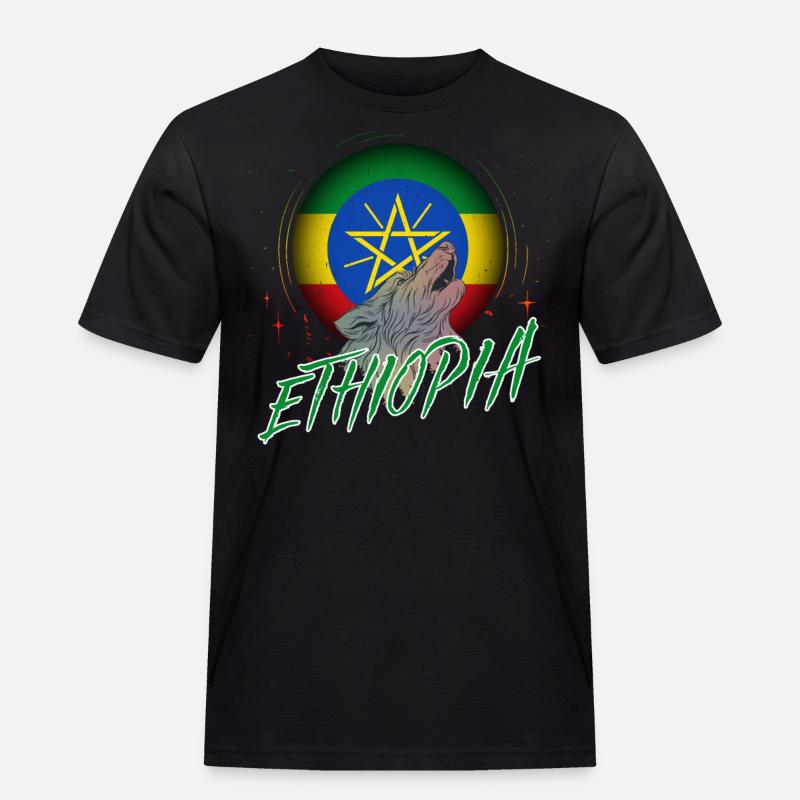 Äthiopien - Männer Workwear T-Shirt - Schwarz