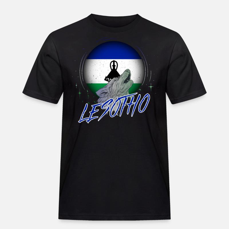 Lesotho - Männer Workwear T-Shirt - Schwarz