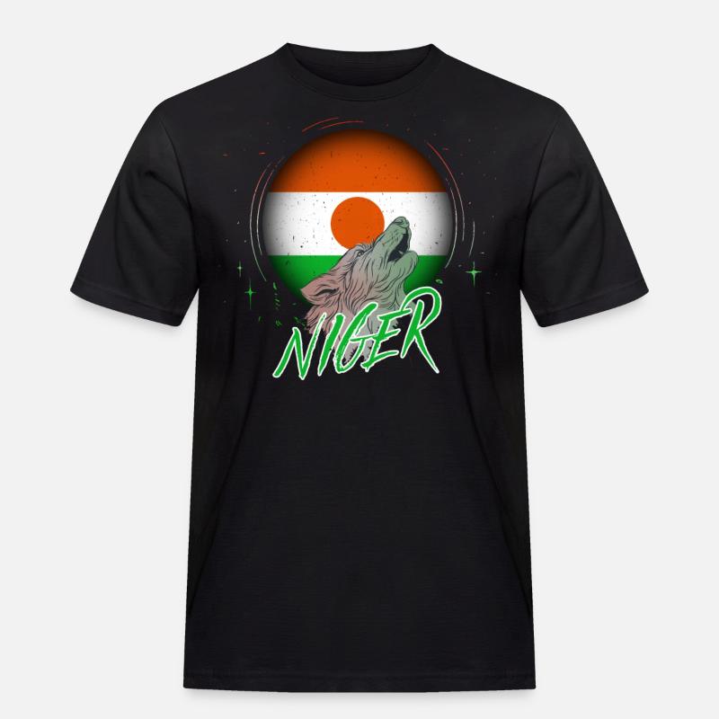 Niger - Männer Workwear T-Shirt - Schwarz