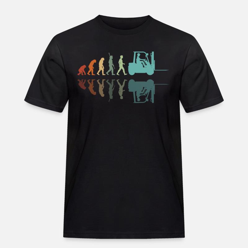 Evolution Gabelstapler - Männer Workwear T-Shirt - Schwarz
