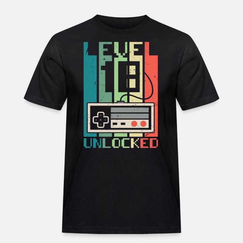 Level 18 freigeschaltet - Männer Workwear T-Shirt - Schwarz