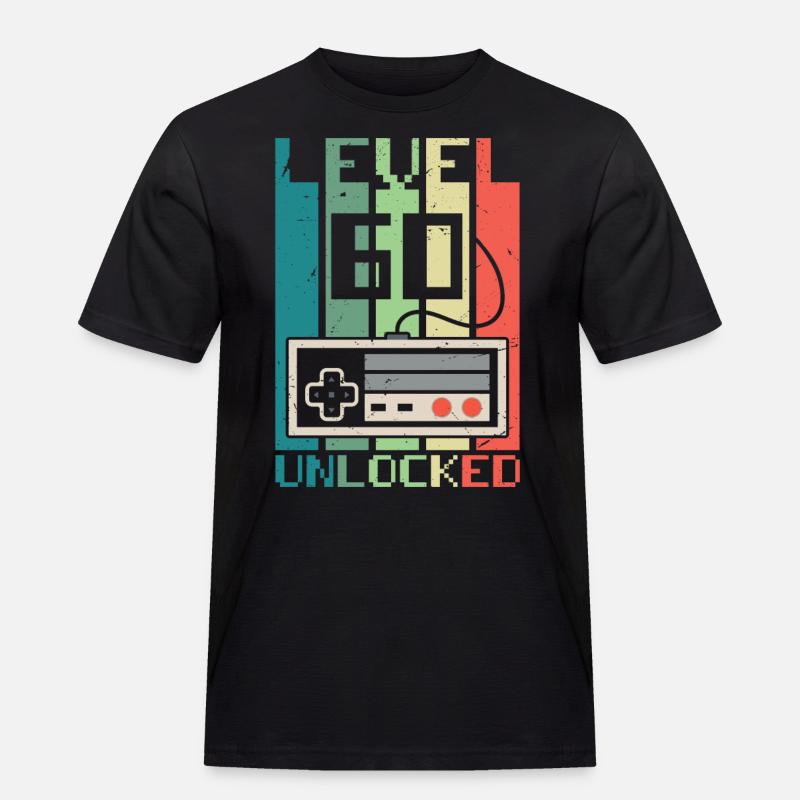 Level 60 freigeschaltet - Männer Workwear T-Shirt - Schwarz