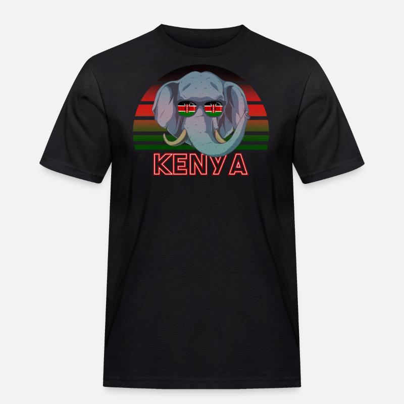 Kenia - Männer Workwear T-Shirt - Schwarz