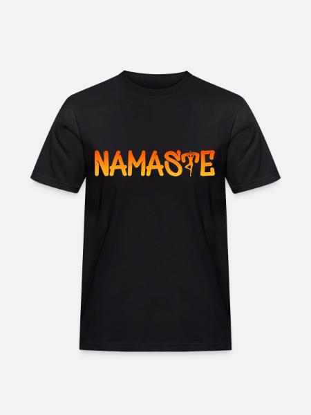 Namaste Yogafigur Yoga - Männer Workwear T-Shirt - Schwarz