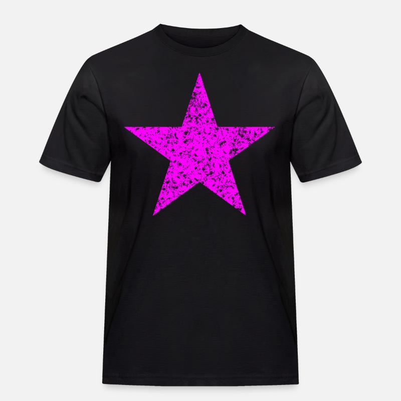 pinker Stern, pink star - Männer Workwear T-Shirt - Schwarz