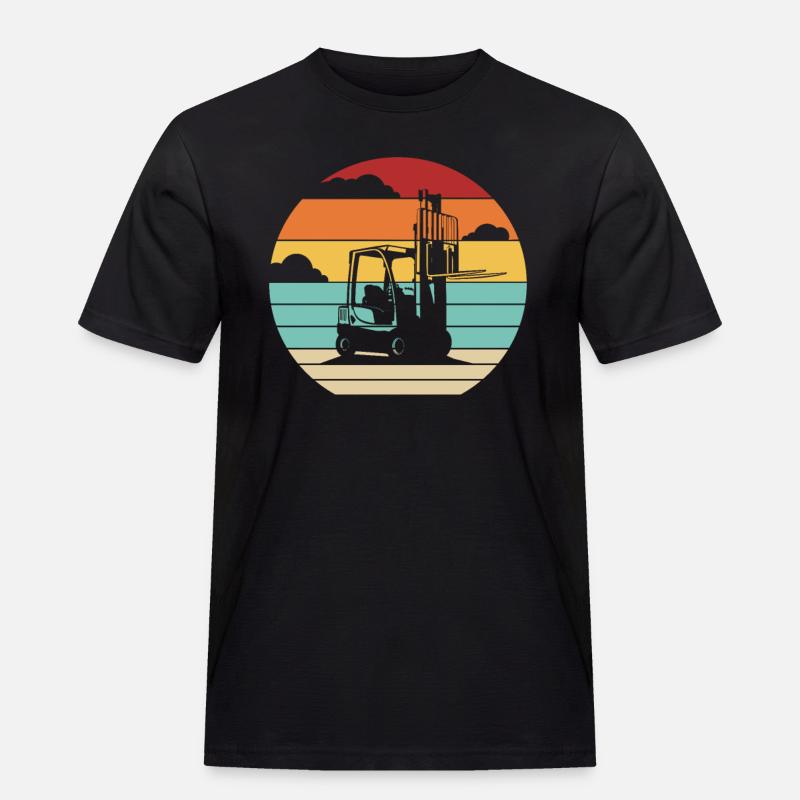Retro Teleskoplader Gabelstaplerfahrer - Männer Workwear T-Shirt - Schwarz