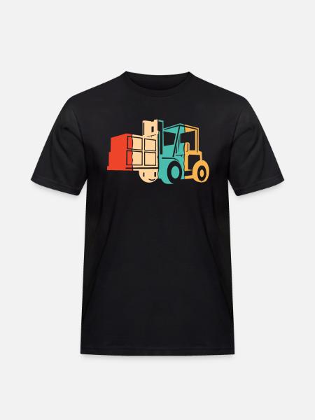 Retro Gabelstaplerfahrer Geländestapler - Männer Workwear T-Shirt - Schwarz